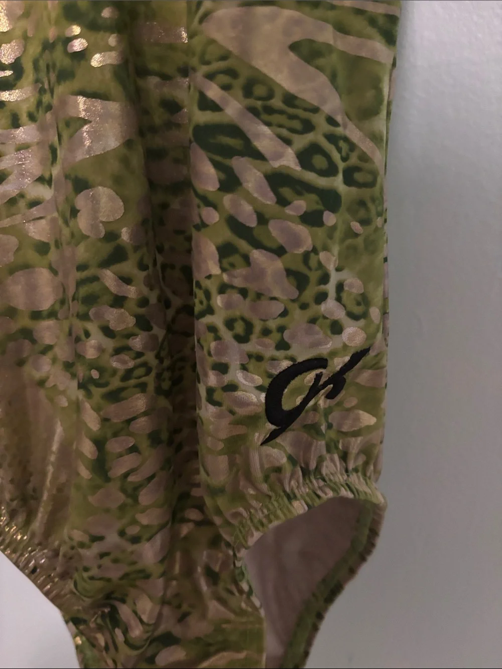 Gymnastics GK Metallic Green Animal-Print Leotard